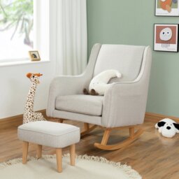 Babymore Ida Polyester Nursing Chair With Foot Stool - Cashmere - thumbnail 1