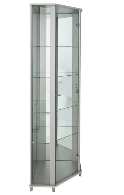 Argos Home 1 Glass Dr Corner Display Cabinet - Silver Effect - image 1