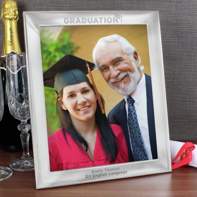 Personalised Message Graduation Photo Frame -Silver -21x25cm - image 1
