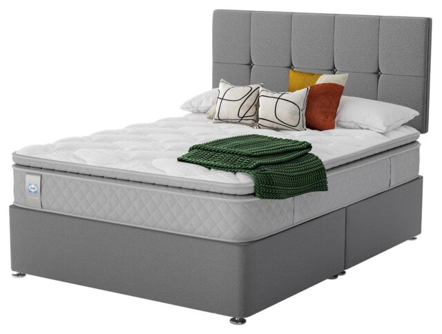 Sealy Abbot Pillowtop Kingsize Divan Bed - Grey - image 1