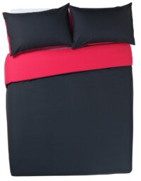 Habitat Easycare Two Tone Black & Red Bedding Set - Double - thumbnail 2