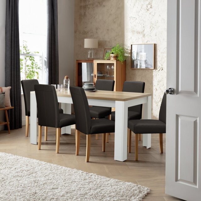 Argos Home Preston Grey Dining Table & 6 Chocolate Chairs - image 1