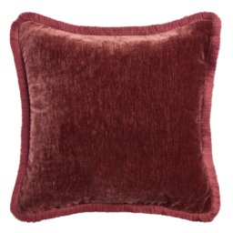 Habitat Fringed Chenille Cushion Burgundy - 50x50cm - thumbnail 2