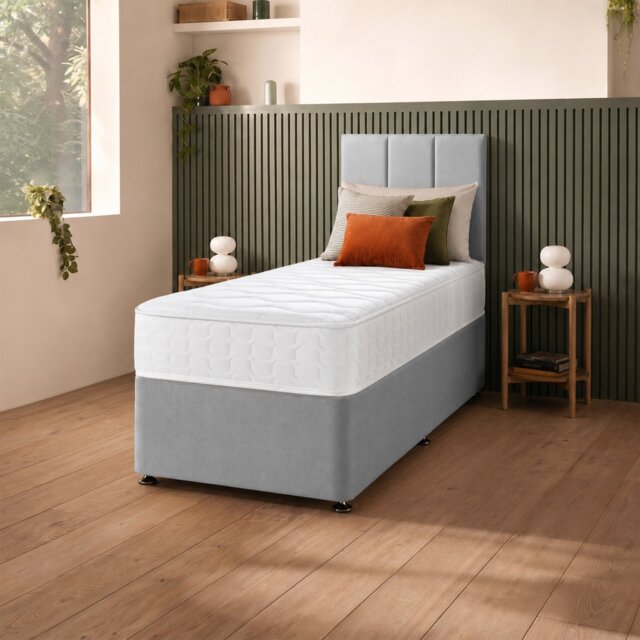 Silentnight Marlow 1000 Mirapocket Single Divan Bed - Light Grey - image 1