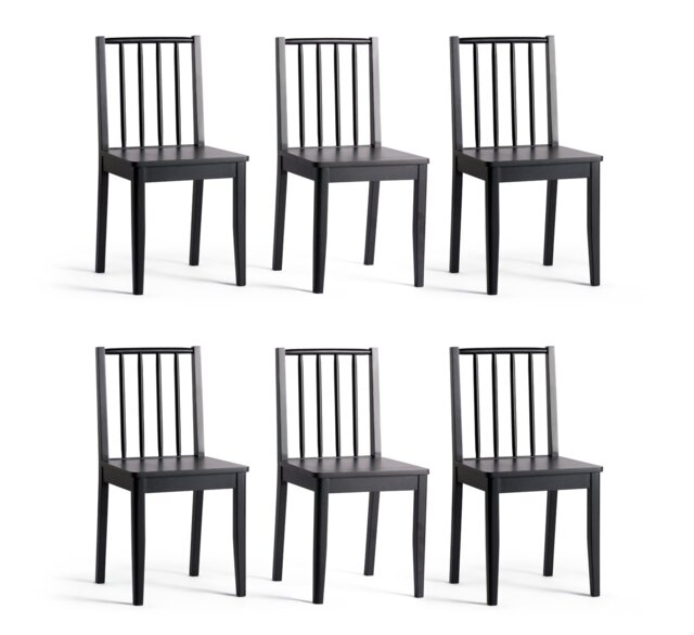 Habitat 6 Nel Solid Wood Spindle Chairs - Black - image 1