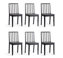 Habitat 6 Nel Solid Wood Spindle Chairs - Black