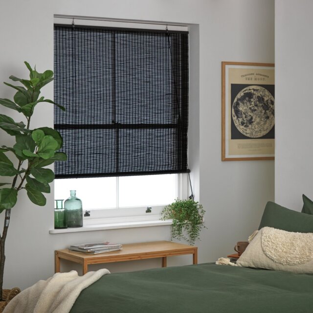 Habitat Bamboo Black Roller Blind - 120cm - image 1