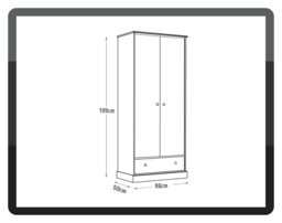 Argos Home Kensington 2 Door 1 Drawer Wardrobe - Grey & Oak - thumbnail 2