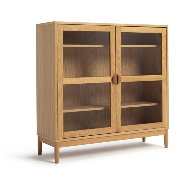 Habitat Cornelia 2 Door Glass Short Display Cabinet -Natural - image 1