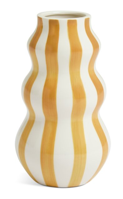 Habitat Hand Painted Stripe Vase - Mustard - image 1