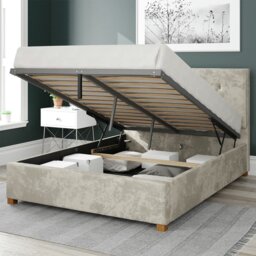 Aspire Presley Velvet Double Ottoman Bedframe - Pearl - thumbnail 2