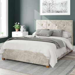 Aspire Presley Velvet Double Ottoman Bedframe - Pearl