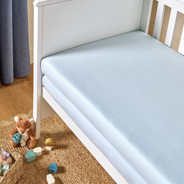 Argos Home Nursery Cotton Jersey 2 Pack Plain Blue Fitted Sheet - Crib - image 1