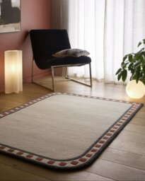 Origin Borderline White Wool Short Pile Rug - 120x170cm