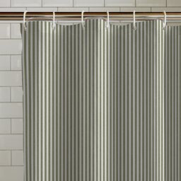 Catherine Lansfield Stripe Shower Curtain - Green - thumbnail 2