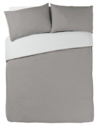 Habitat Easycare Two Tone White & Grey Bedding Set - Double - thumbnail 2