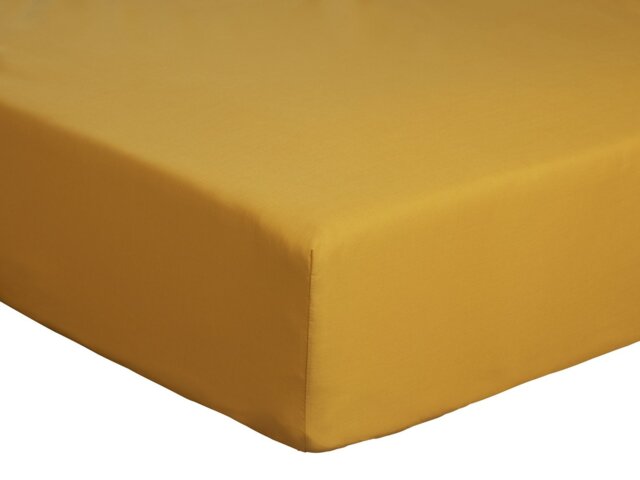 Habitat Cotton Rich 180 TC Plain Mustard Fitted Sheet-Double - image 1