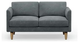 Hutch Velvet Curve Arm 2 Seater Sofa - Slate Grey - thumbnail 1