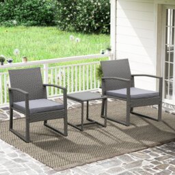 Argos Home Cento 2 Seater Rattan Effect Garden Bistro Set - thumbnail 1