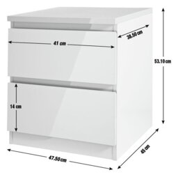 Argos Home Jenson Set of 2 Drawer Bedside Table - Grey Gloss - thumbnail 2