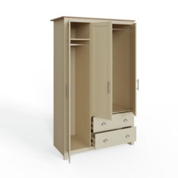 GFW Lancaster 2 Drawer 3 Door Wardrobe - Cream - thumbnail 2