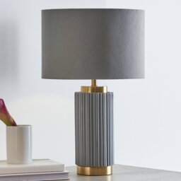 Pacific Ionic Ceramic Textured Table Lamp - Grey