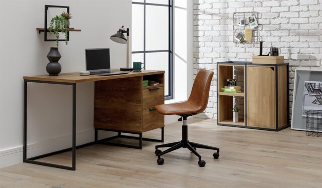 Habitat Nomad 2 Drawer Office Desk - Oak - image 1