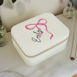 Personalised Message Bow Travel Jewellery Box - thumbnail 1