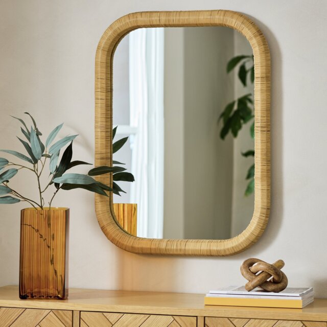 Habitat Rattan Wall Mirror - 80x60cm - image 1