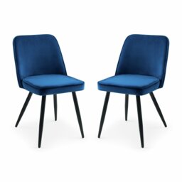Julian Bowen Burgess Pair of Velvet Dining Chairs - Blue - thumbnail 2