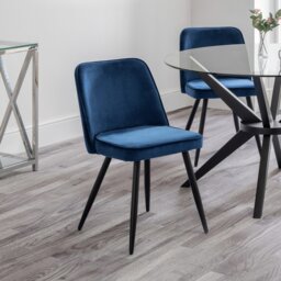 Julian Bowen Burgess Pair of Velvet Dining Chairs - Blue - thumbnail 1