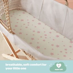 Silentnight Safe Nights Nursery Pink Fitted Sheets - Moses - thumbnail 2