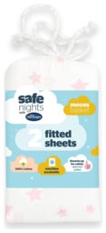 Silentnight Safe Nights Nursery Pink Fitted Sheets - Moses - thumbnail 1