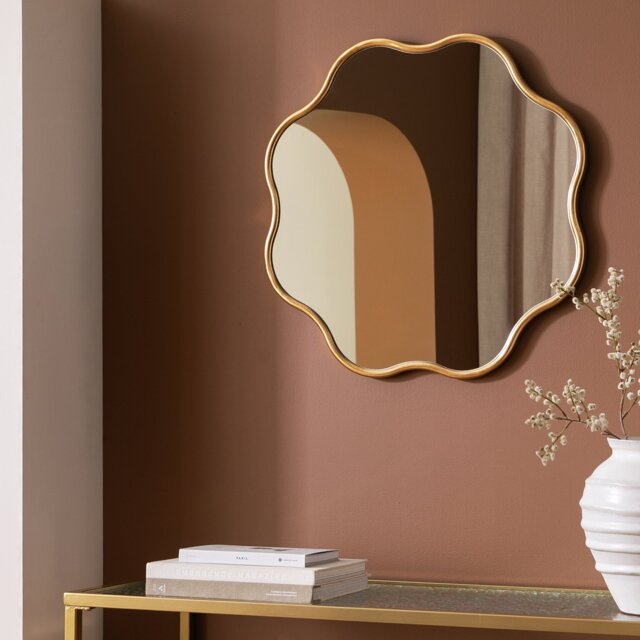 Habitat Gold Coloured Wavy Round Wall Mirror - 60x60cm - image 1