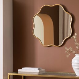 Habitat Gold Coloured Wavy Round Wall Mirror - 60x60cm - thumbnail 1