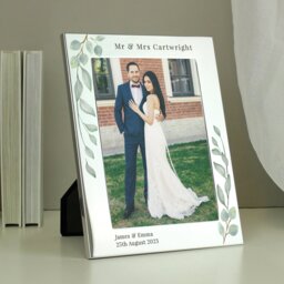 Personalised Message Botanical Photo Frame -Silver - 22x17cm - thumbnail 2