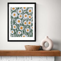 East End Prints Daisy Pattern Black Frame Art Print - A2 - thumbnail 1