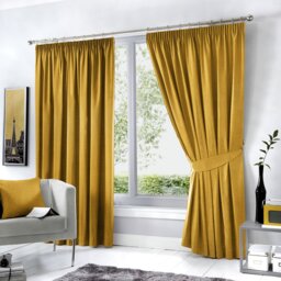Fusion Dijon Blackout Thermal Lined Curtains - Ochre - thumbnail 1