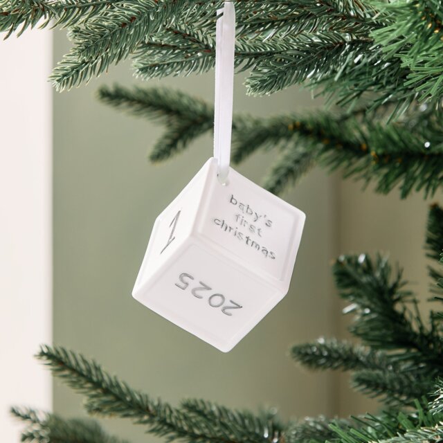 Argos Home Single Baby's First Christmas Cube Bauble - image 1