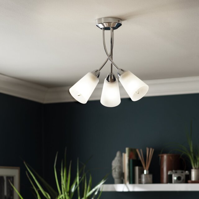 Argos Home Parton 3 Light Flush to Ceiling Light - Chrome - image 1