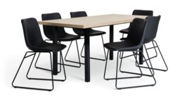 Habitat Zayn Birch Effect Dining Table And 6 Black Chairs