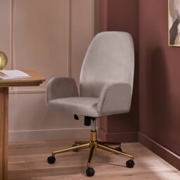 Habitat Clarice Velvet Office Chair - Beige - thumbnail 1