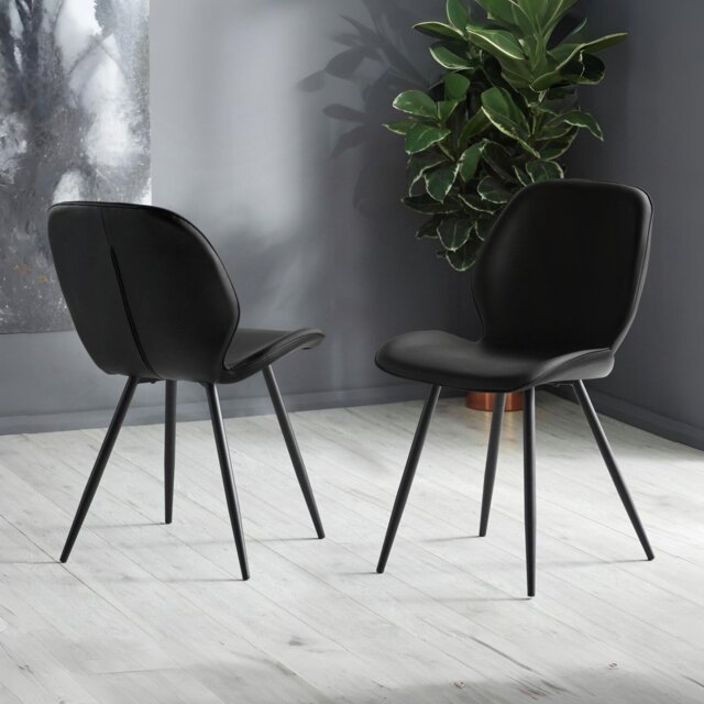Julian Bowen Otto Pair of Faux Leather Dining Chairs - Black - image 1