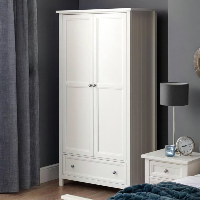 Julian Bowen Maine 2 Door 1 Drawer Wardrobe - White - image 1