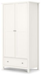 Julian Bowen Maine 2 Door 1 Drawer Wardrobe - White - thumbnail 2
