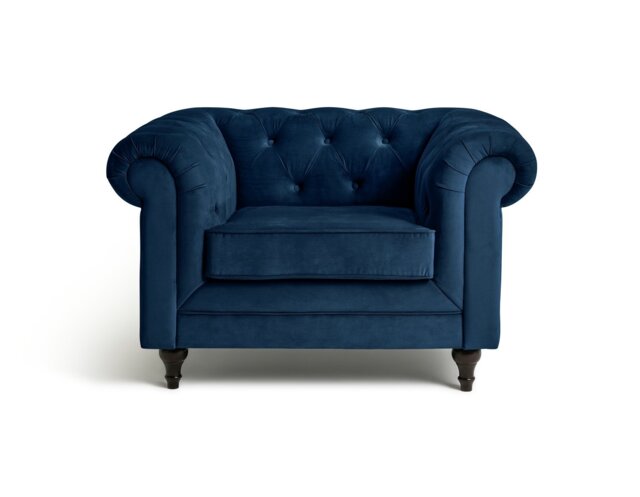 Habitat Chesterfield Velvet Armchair - Blue - image 1