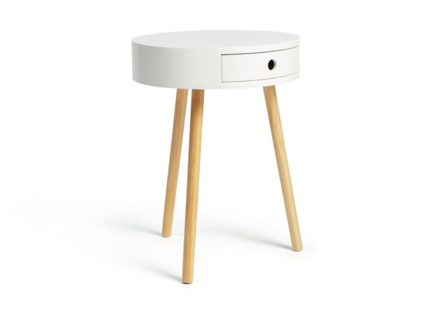 Habitat Otto 1 Drawer Round Bedside Table - White - image 1