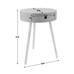 Habitat Otto 1 Drawer Round Bedside Table - White - thumbnail 2