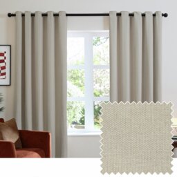 Furn Soft Chenille Blackout Eyelet Curtains - Natural - 168x229cm - thumbnail 1