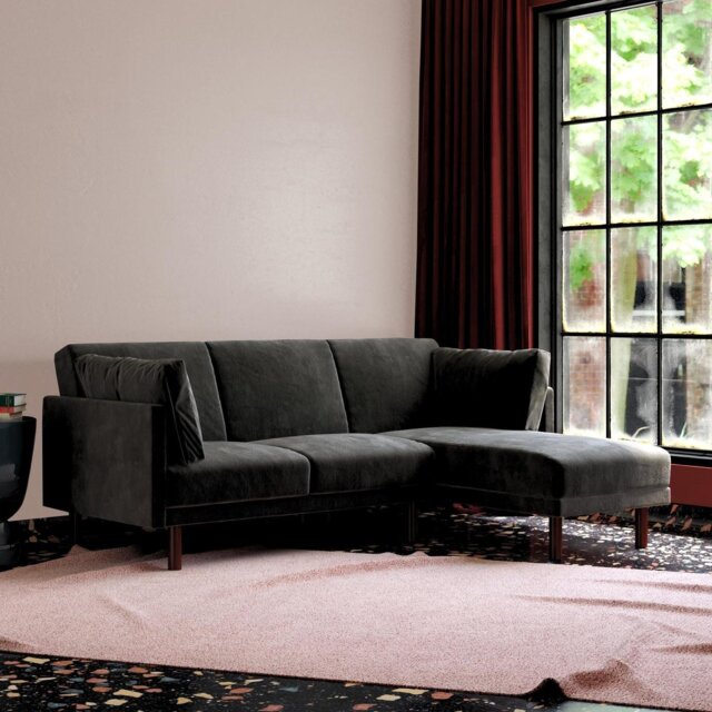 Dorel Clair Velvet Clic Clac Sofa Bed - Black - image 1